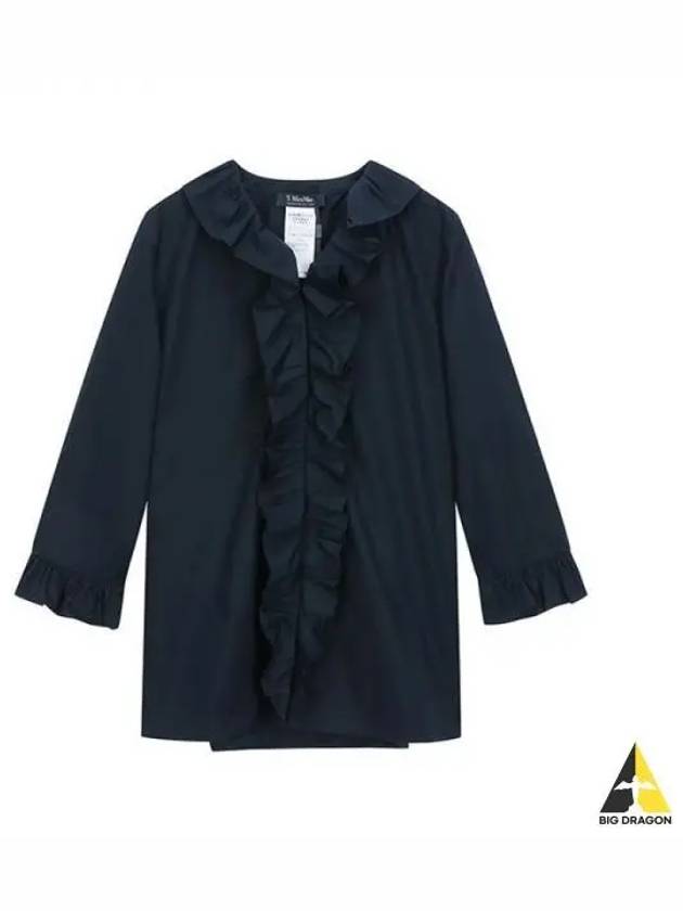 ZANORA ruffle blouse navy - MAX MARA - BALAAN 1