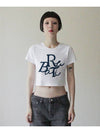 Big Logo Tshirt WHITE Women's Short Sleeve Crop TShirt - RUBATI - BALAAN 1