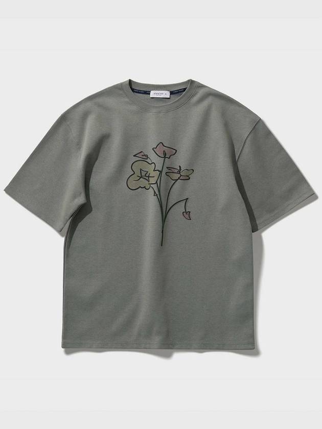 Artwork Flower Drawing Short Sleeve T Shirt Cement - FFEFF STUDIO - BALAAN 2