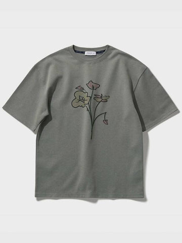 Art Work Flower Drawing Short Sleeve T-Shirt Cement - FFEFF STUDIO - BALAAN 1