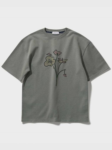 Art Work Flower Drawing Short Sleeve T-Shirt Cement - FFEFF STUDIO - BALAAN 1