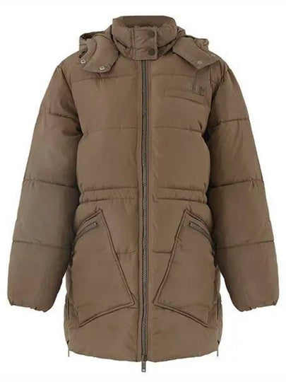 Oversized Tech Puffer Midi Padding Brown - GANNI - BALAAN 2