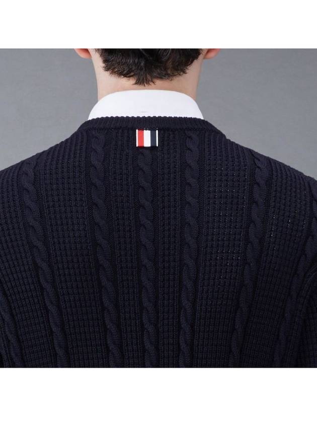 RWB Cable Wool Knit Top Navy - THOM BROWNE - BALAAN 7