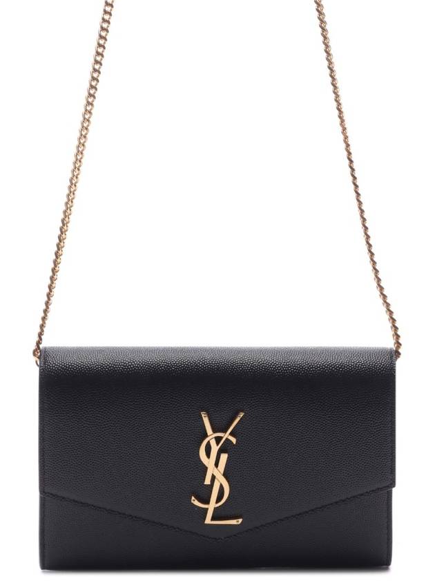 Monogram Uptown Chain Embossed Leather Long Wallet Black - SAINT LAURENT - BALAAN 3