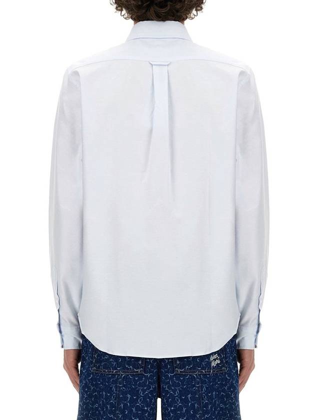 Fox Head Embroidery Long Sleeve Shirt Blue - MAISON KITSUNE - BALAAN 4