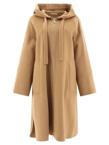 Women s Felipe FELPI Virgin Wool Hooded Zip up Coat Camel 2429016031600 045 - S MAX MARA - BALAAN 1