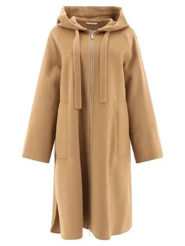 Women s Felipe FELPI Virgin Wool Hooded Zip up Coat Camel 2429016031600 045 - S MAX MARA - BALAAN 1