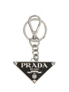 Triangle Logo Metal Keychain Black - PRADA - BALAAN.