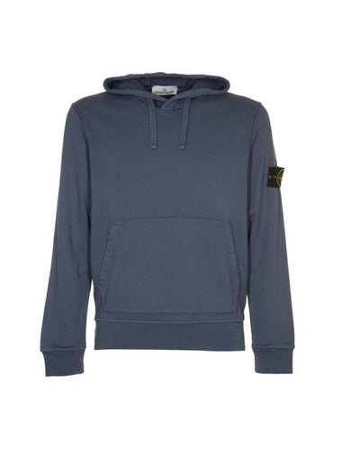 Logo Patch Cotton Fleece Hoodie Blue - STONE ISLAND - BALAAN 1