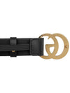 Men's GG Marmont Double G Buckle Gold Hardware Leather Belt Black - GUCCI - BALAAN 7