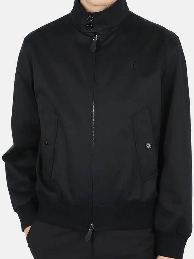 Men's Monogram Motif Cotton Harrington Zip-Up Jacket Black - BURBERRY - BALAAN 2