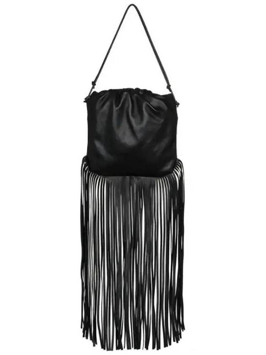 Calfskin The Fringe Pouch Bag Black - BOTTEGA VENETA - BALAAN 2