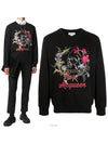 Men's Floral Embroidery Sweatshirt Black - ALEXANDER MCQUEEN - BALAAN 2