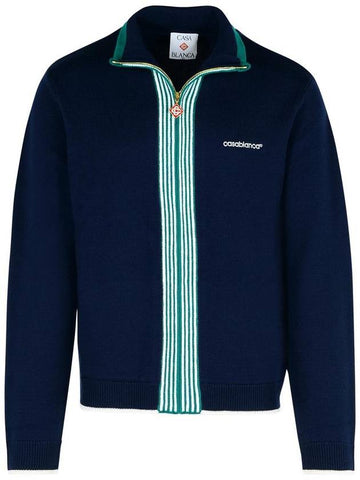 Casablanca 'Tennis' Navy Merino Wool Sweatshirt - CASABLANCA - BALAAN 1