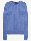 Embroidered Logo Pony Cable Knit Top Blue - POLO RALPH LAUREN - BALAAN 3