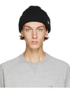 Tricolor Fox Patch Ribbed Beanie Navy - MAISON KITSUNE - BALAAN.