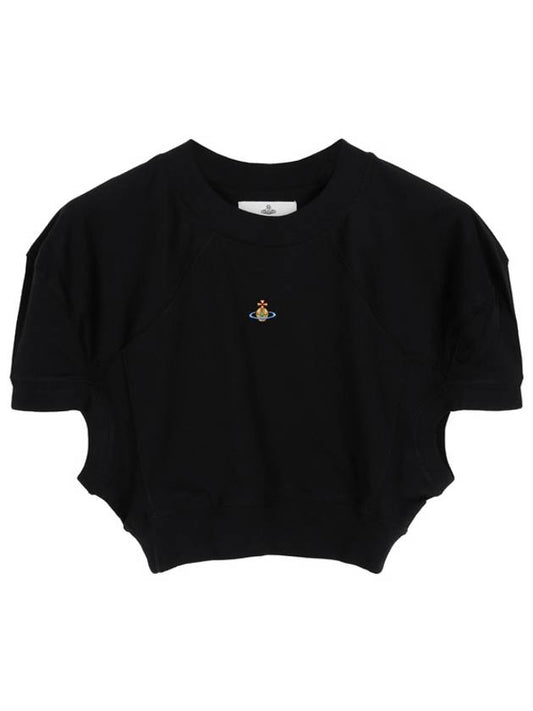 Black ORB Football Crop T Shirt 1G01000A J001M N401 - VIVIENNE WESTWOOD - BALAAN 1