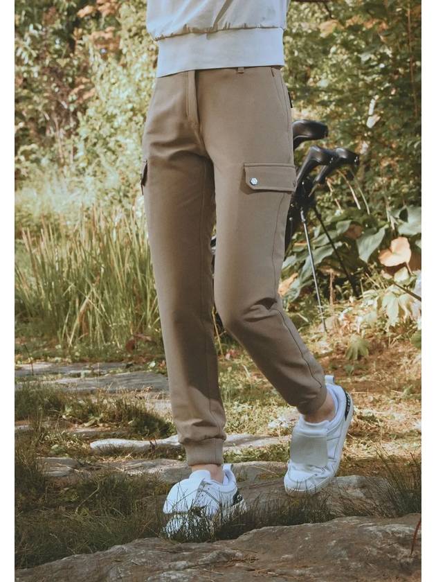 Women s poly stretch weakly brushed cargo jogger pants light beige - CHALLENGER - BALAAN 3