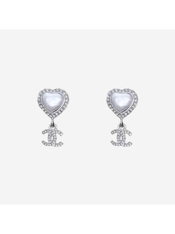 Earrings Metal Strass & Silver Pearly White Crystal - CHANEL - BALAAN 1