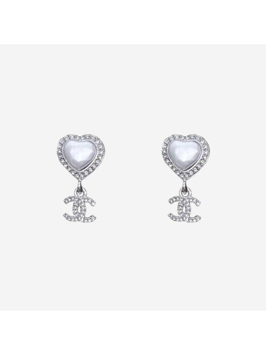 Earrings Metal Strass & Silver Pearly White Crystal - CHANEL - BALAAN 1