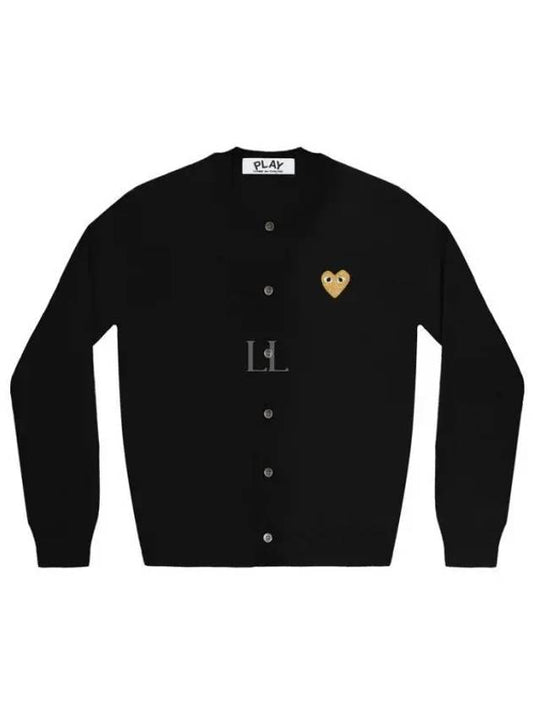 AZ N049 051 1 P1N049 AX Gold Heart Wappen Wool Cardigan - COMME DES GARCONS - BALAAN 1