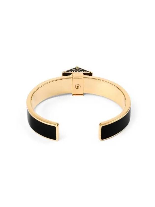 Triangle Logo Plaque Metal Bracelet Black Gold - PRADA - BALAAN 4