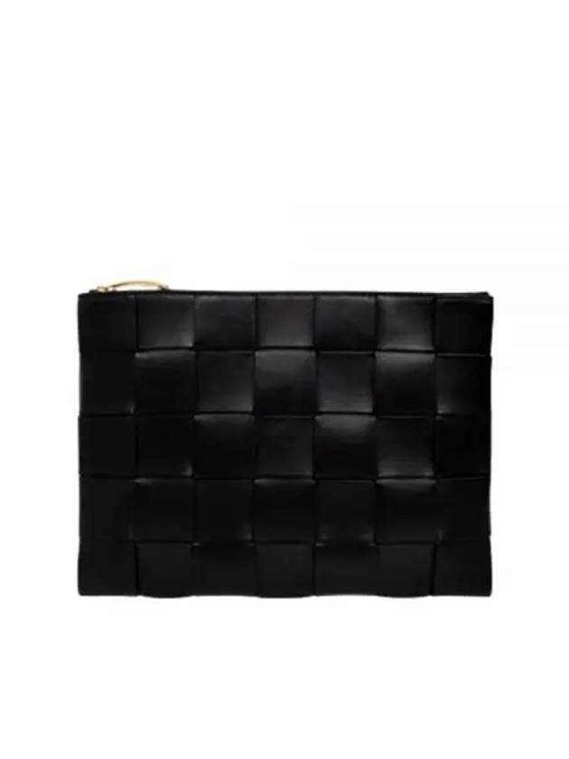 Cassette Intrecciato Medium Clutch Bag Black - BOTTEGA VENETA - BALAAN 2