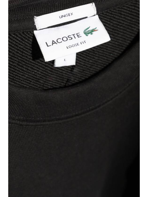 Loose Fit Badge Accent Fleece Sweatshirt Black - LACOSTE - BALAAN 8