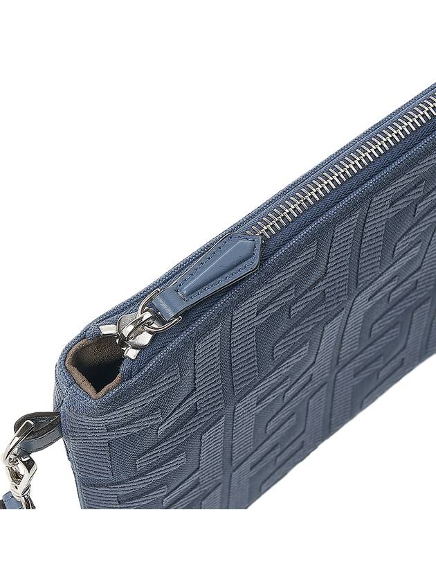 FF Logo Flat Large Clutch Bag Blue - FENDI - BALAAN 8