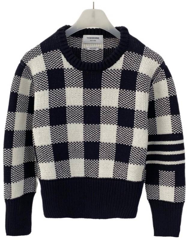 Gingham Check Jacquard 4Bar Knit MKA392A - THOM BROWNE - BALAAN 1