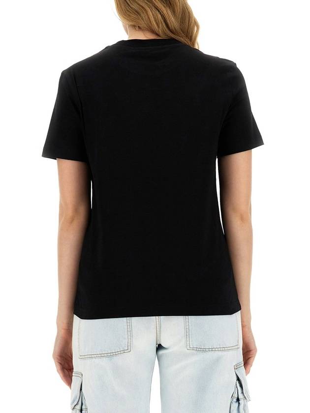 Brushed Logo Cotton Short Sleeve T-Shirt Black - MSGM - BALAAN 3