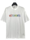 Multi Color Crystal Logo Short Sleeve T-Shirt White - VETEMENTS - BALAAN 2