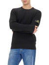 Crewneck Full Rib Wool Knit Top Black - STONE ISLAND - BALAAN 2