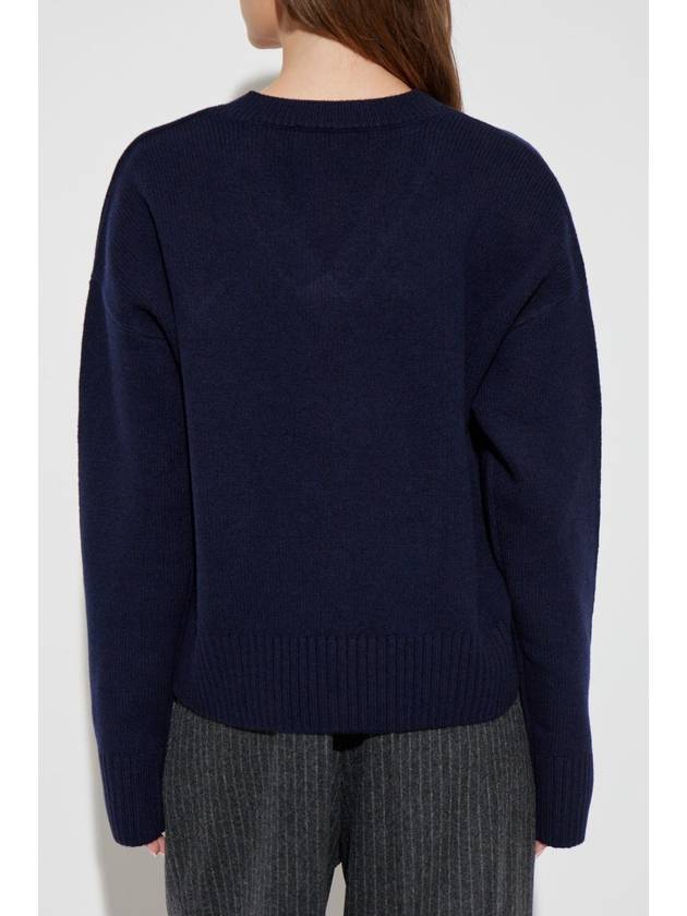 Ami Alexandre Mattiussi Wool Sweater, Women's, Navy Blue - AMI - BALAAN 4