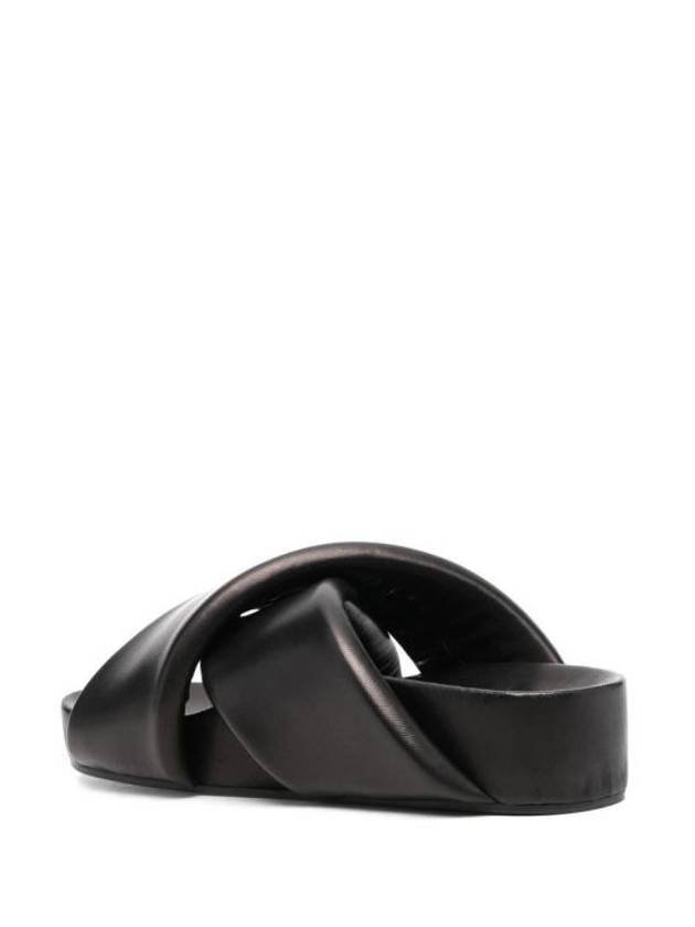 Women's Padded Cross Strap Slippers Black - JIL SANDER - BALAAN 4