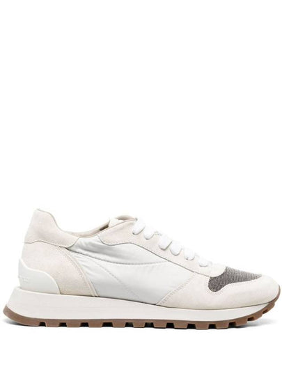 Suede Techno Fabric Runner Low Top Sneakers White - BRUNELLO CUCINELLI - BALAAN 2