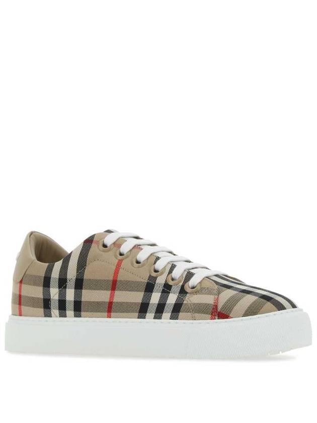 Vintage Check and Leather Sneakers Archive Beige - BURBERRY - BALAAN 3