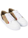 House Check Leather Sneakers Optic White - BURBERRY - BALAAN 4