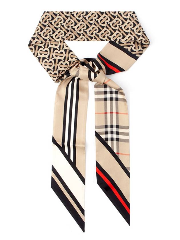 Montage Print Silk Skinny Scarf Archive Beige - BURBERRY - BALAAN 2