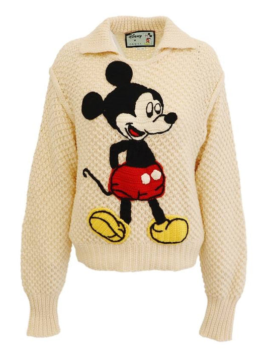 Disney Embroidered Mickey Mouse Knit Top Ivory - GUCCI - BALAAN 2