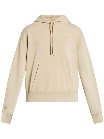 Oversized Washed Effect Hoodie Beige - LACOSTE - BALAAN 1