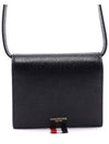 Pebble Calfskin Leather Card Holder With Strap Black - THOM BROWNE - BALAAN 4