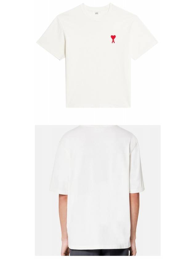 Heart Logo Cotton Jersey Short Sleeve T-Shirt White - AMI - BALAAN 5