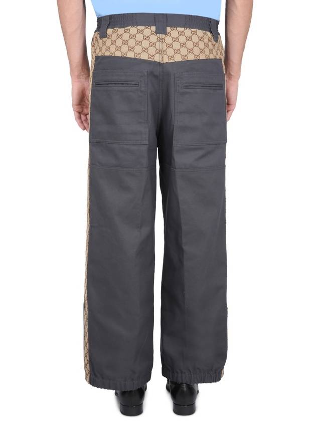 GG insert cotton canvas straight pants dark gray - GUCCI - BALAAN 5