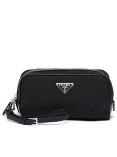 Re-Nylon Brushed Leather Pouch Black - PRADA - BALAAN 2