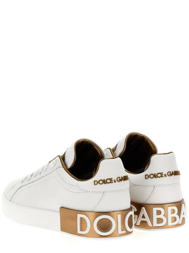 Metallic Logo Low Top Sneakers White - DOLCE&GABBANA - BALAAN 3