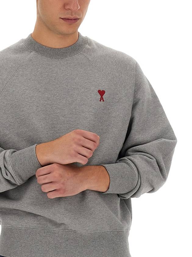 Small Heart Logo Sweatshirt Grey - AMI - BALAAN 7