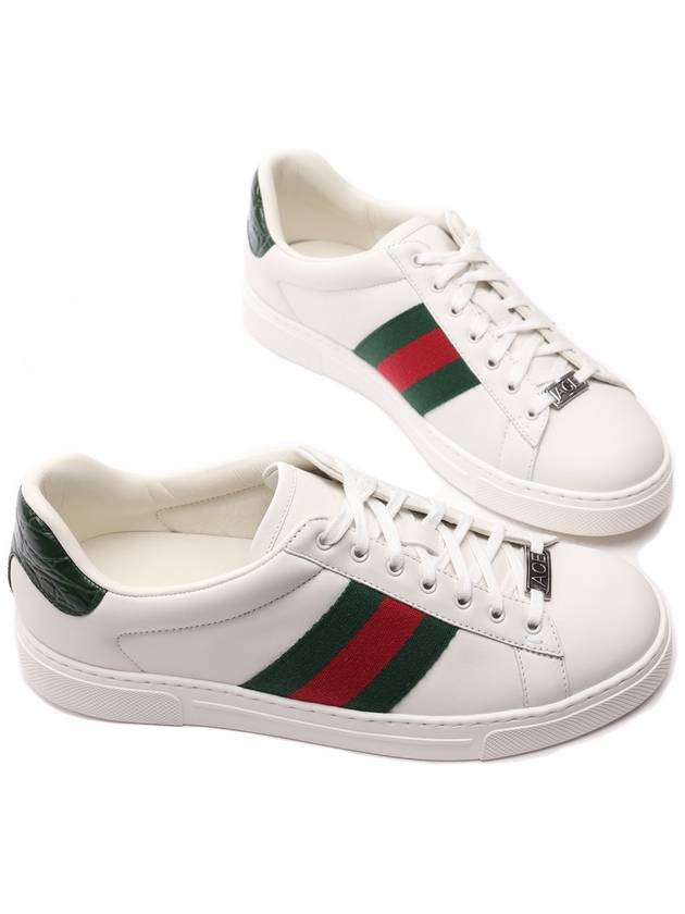 Ace Web Leather Low Top Sneakers White - GUCCI - BALAAN 6