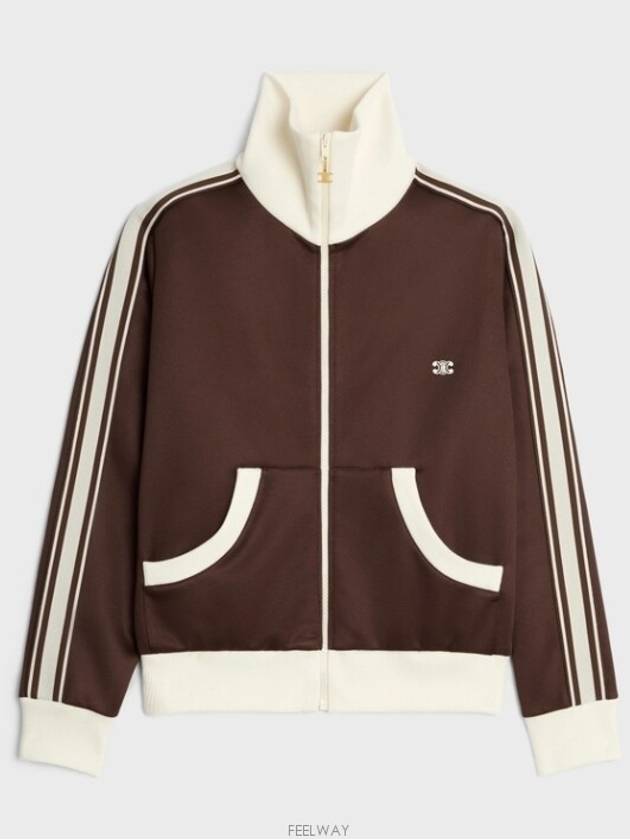 Honeycomb Jersey Tracksuit Jacket Brown - CELINE - BALAAN 2