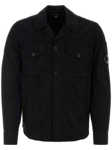 Logo Patch Cotton Long Sleeve Shirt Black - CP COMPANY - BALAAN 1